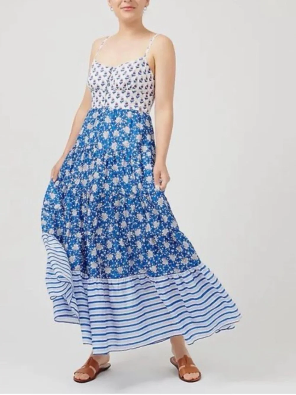 JCrew Button Front Maxi Dress in Mixed Block Print - Picture 7 of 10